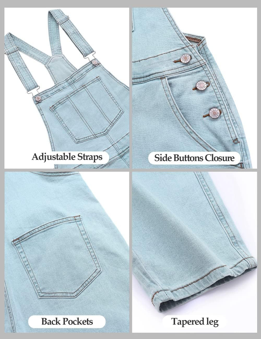 Casual Chic Women's Stretch Adjustable Denim Bib Overalls - ShopStyleEdit #