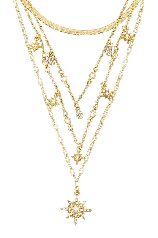 Multi Layered Pave Star Teardrop Charm Necklace - ShopStyleEdit #