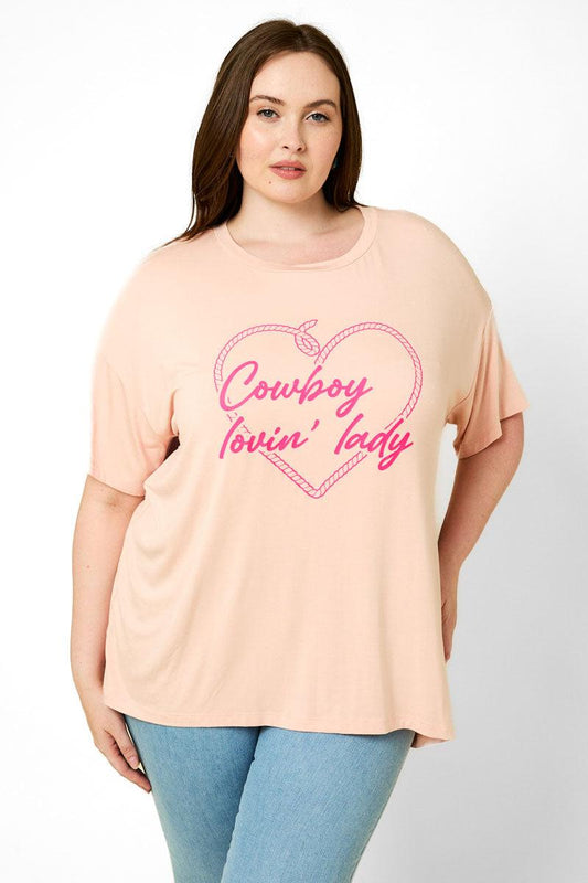 Plus Size Short Sleeve "Cowboy Lovin' Lady" Graphic Top - ShopStyleEdit #