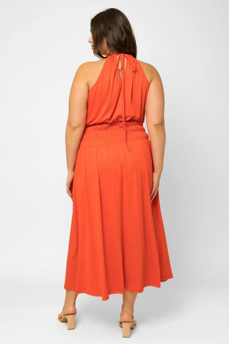 Plus Size Ribbed Halter Elastic Waist Maxi Dress - ShopStyleEdit #