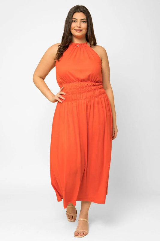 Plus Size Ribbed Halter Elastic Waist Maxi Dress - ShopStyleEdit #