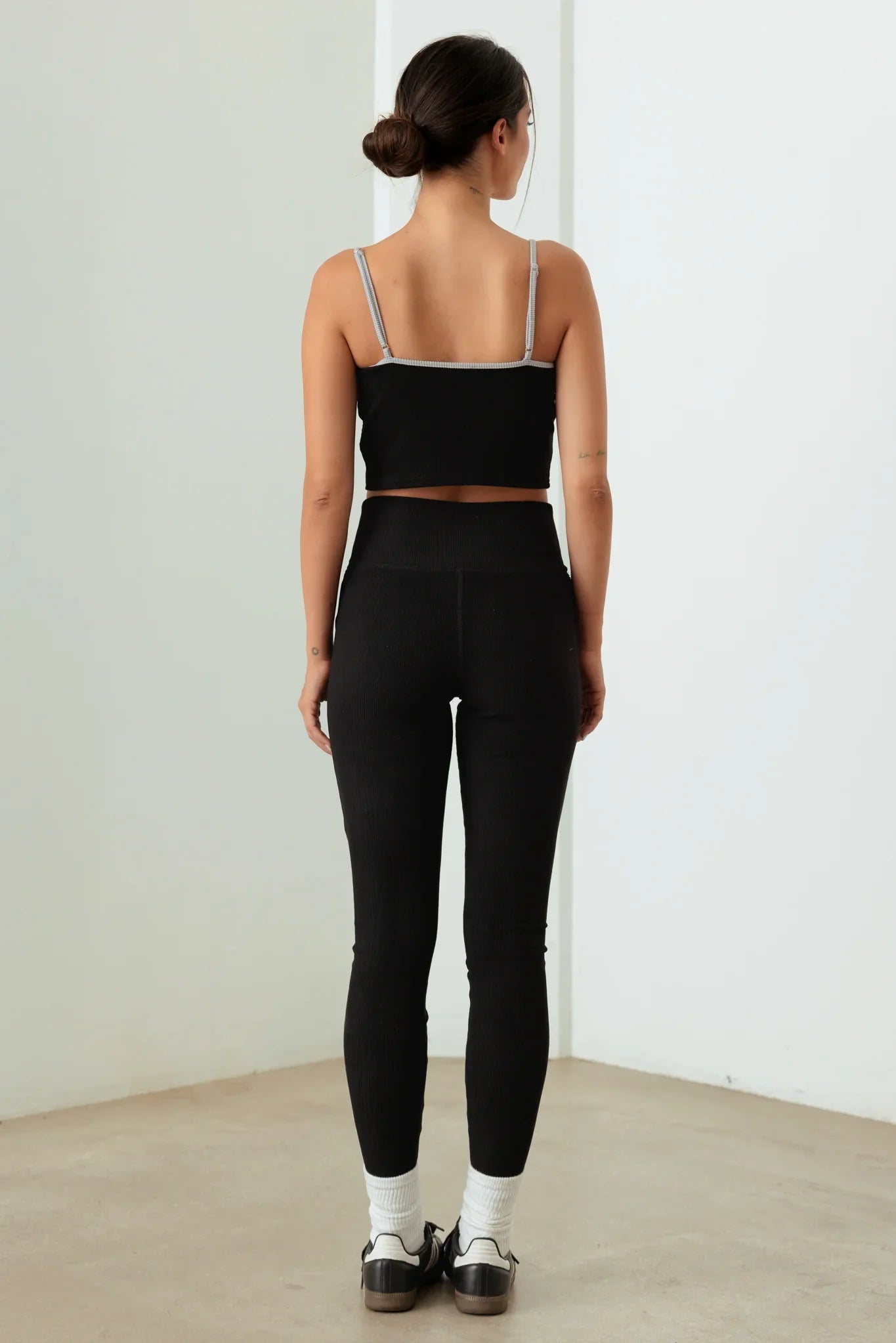 Contrast Trim Ribbed Crop Top High Waist Leggings Set - ShopStyleEdit #