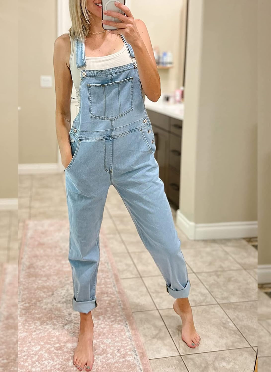 Casual Chic Women's Stretch Adjustable Denim Bib Overalls - ShopStyleEdit #