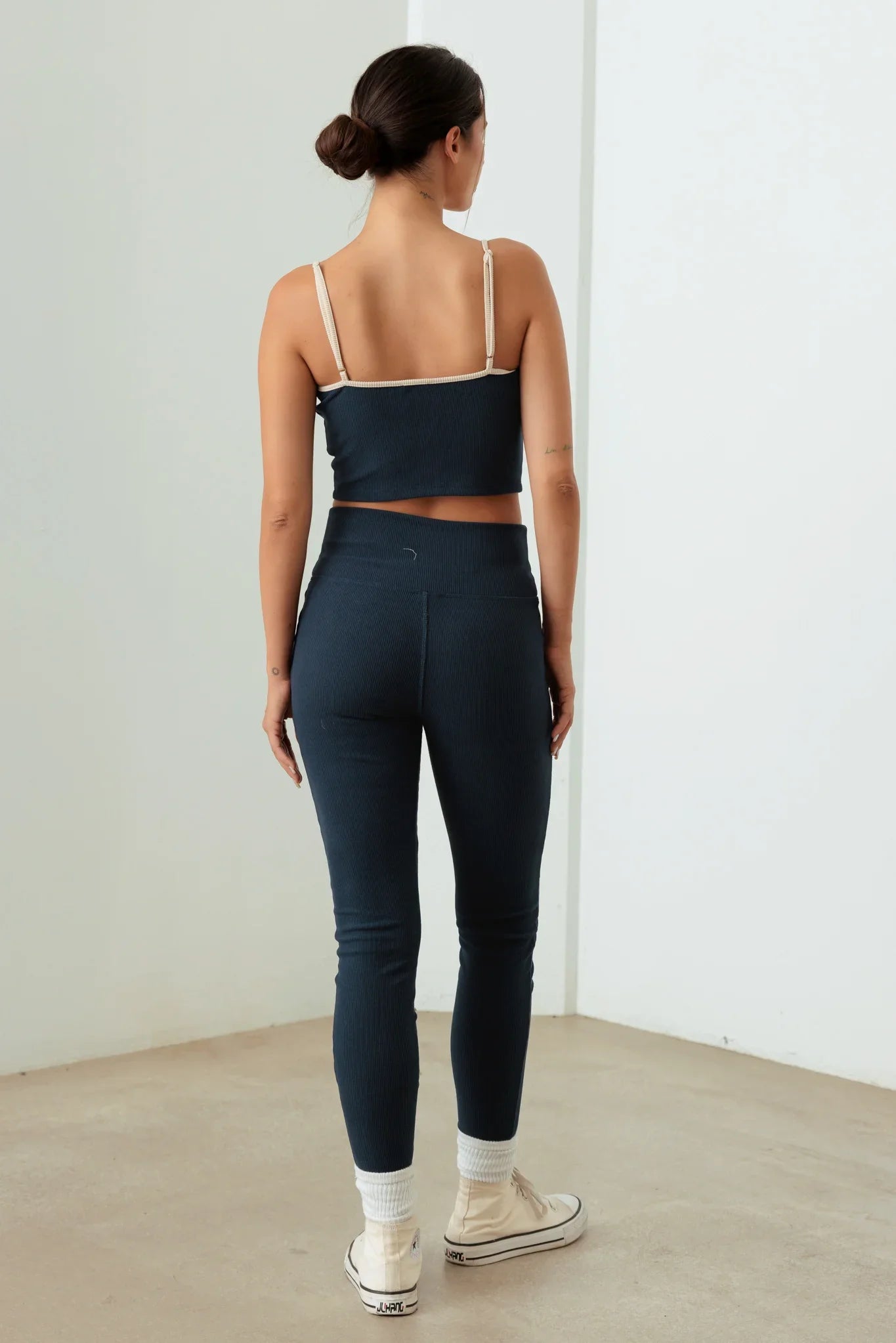 Contrast Trim Ribbed Crop Top High Waist Leggings Set - ShopStyleEdit #