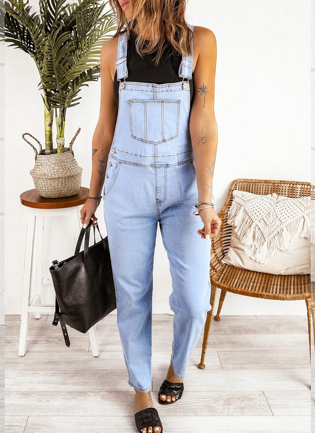 Casual Chic Women's Stretch Adjustable Denim Bib Overalls - ShopStyleEdit #