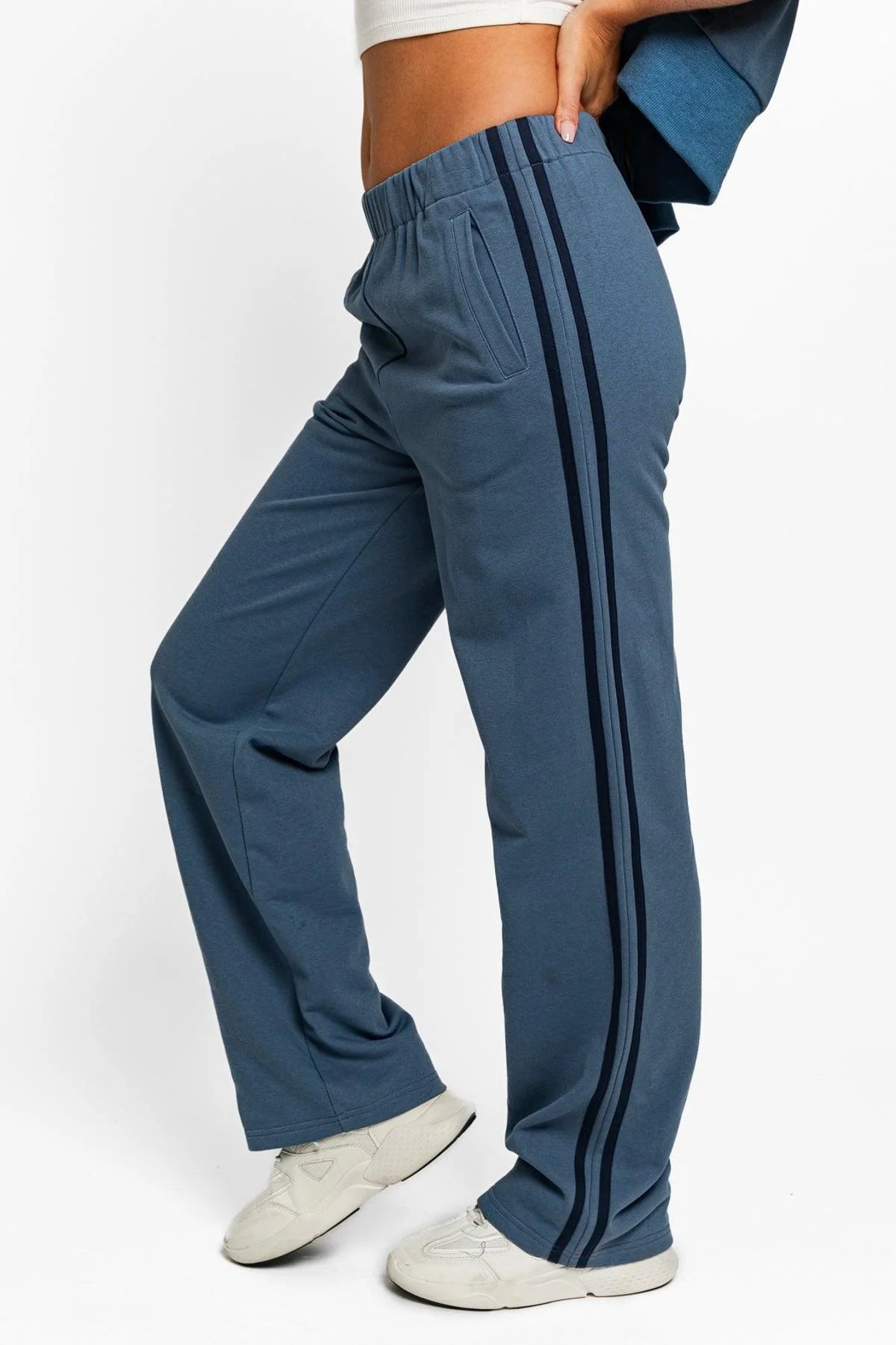 High Waisted Side Stripes Straight Track Sweatpants - ShopStyleEdit #