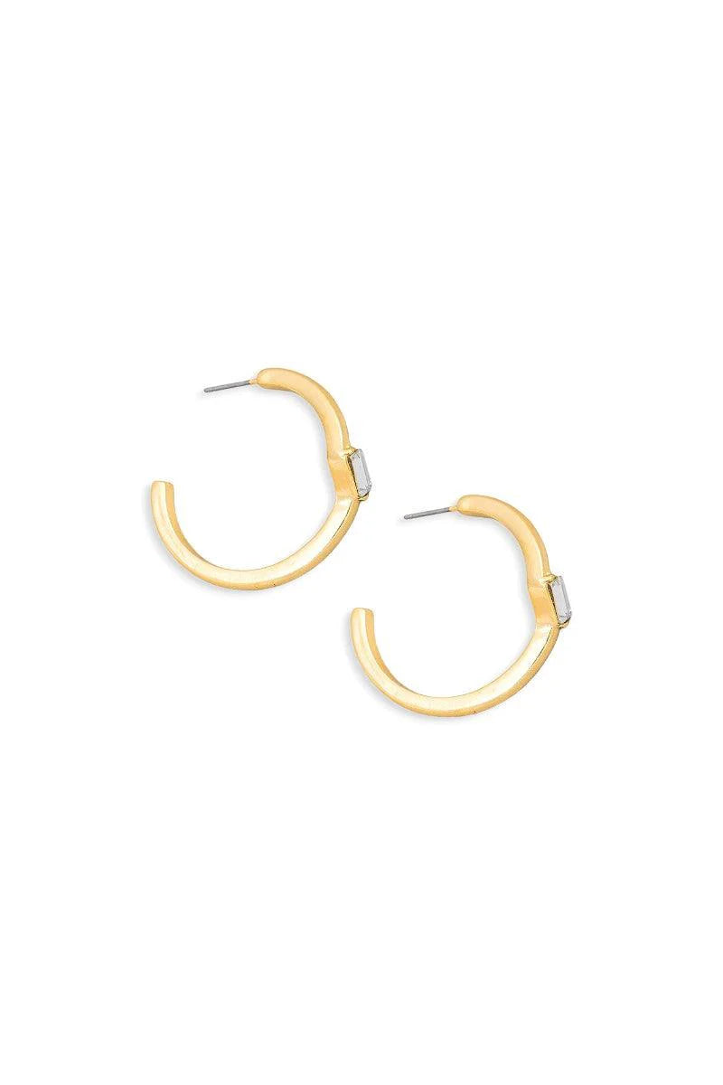 Baguette Rhinestone round Open Hoop Gold Earrings - ShopStyleEdit #